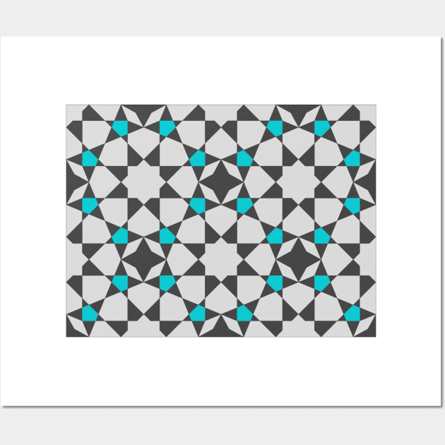 Geometric Design - Teal - Gray Wall Art by My Geeky Tees - T-Shirt Designs